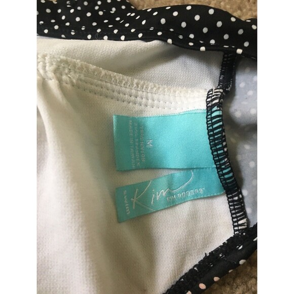 Kim Rogers Women's Polka Dot Swim Top with Tie Neck 1pc Size M Black & White - Picture 6 of 6